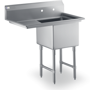 18 Gauge Stainless Steel Sink with One 18" Drainboard On Left - SWS1C242414- 24L-316