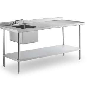 16 Gauge All Stainless Steel Worktable with Sink on Left -SWSTM-3072WS-L-316